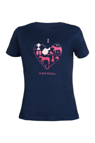 HKM Kids T-Shirt I Love Horse Riding navy