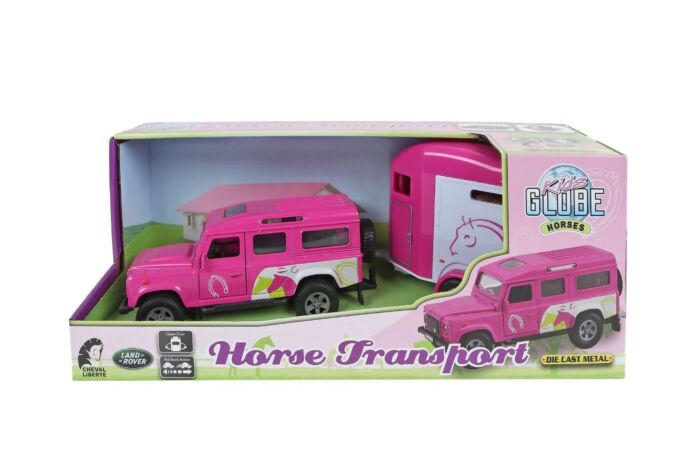 Kids Globe Landrover met Trailer Roze