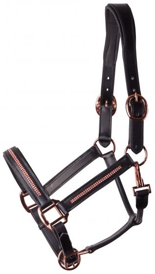 Harry's Horse Halster Leder Crystal Black-Rosegold