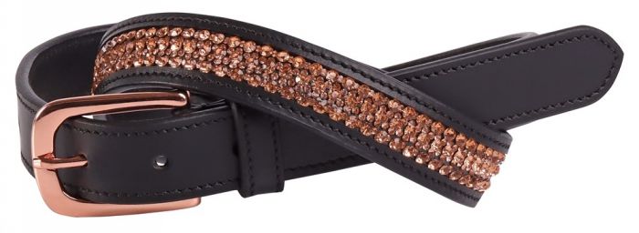 Harry's Horse Lederen Riem Crystal Blac-Rosegoll