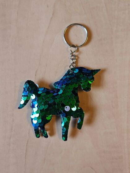 Sleutelhanger Pailletten Paardje Groen