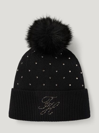 Tommy Hilfiger Muts Daly Pom Pom Strass Zwart