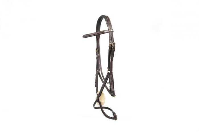 LJ Leathers Hoofdstel Mexic.Neusriem Bruin/Messing