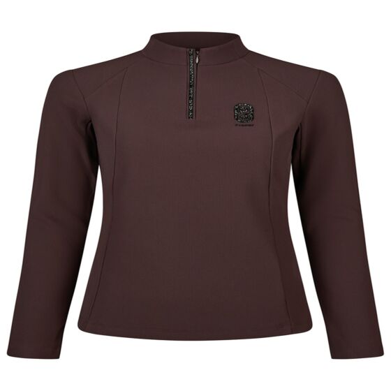 Pikeur Shirt Function Zip Rip Print FW26 Chocolate