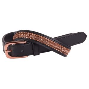 Harry's Horse Lederen Riem Crystal Blac-Rosegoll