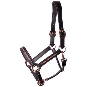 Harry's Horse Halster Leder Crystal Black-Rosegold